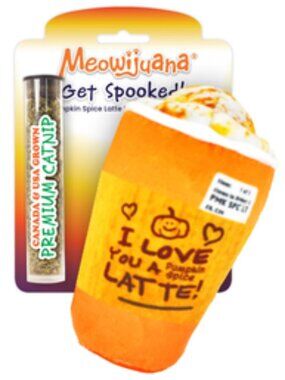 NWT-Meowijuana Refillable Get Spooked I Love You A Latte Cat Plush Toy w/ Catnip